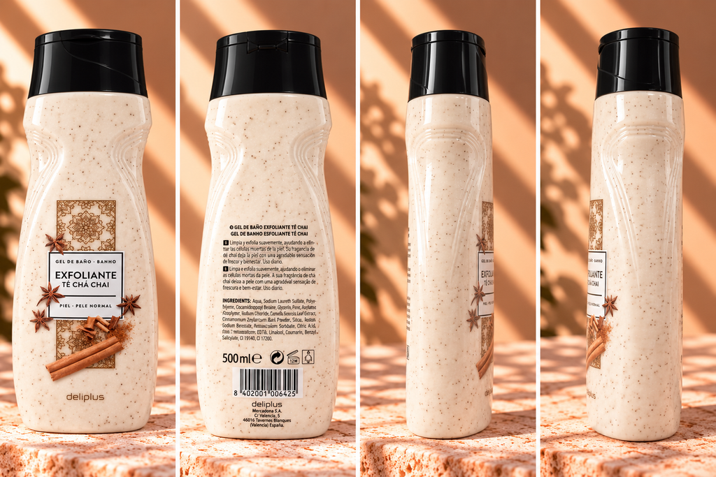 Deliplus Gel de Baño Exfoliante Té Chai – 500 ml