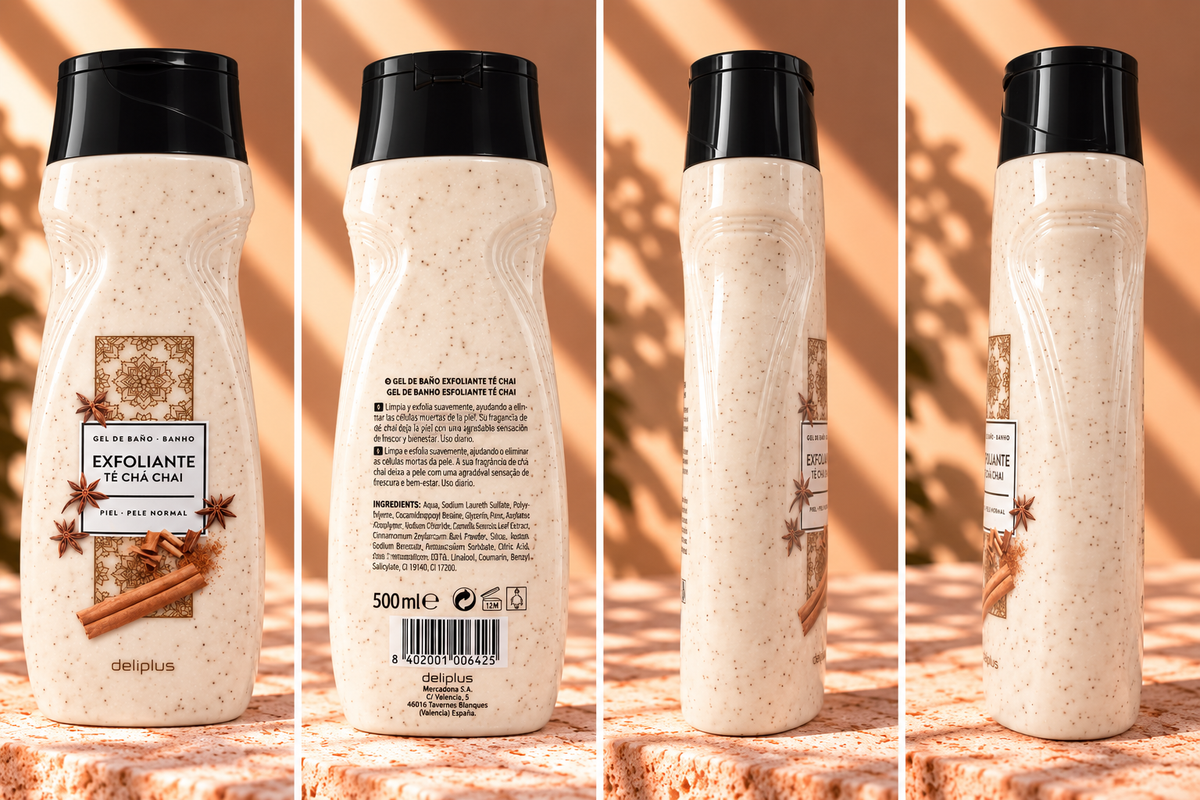Deliplus Gel de Baño Exfoliante Té Chai – 500 ml