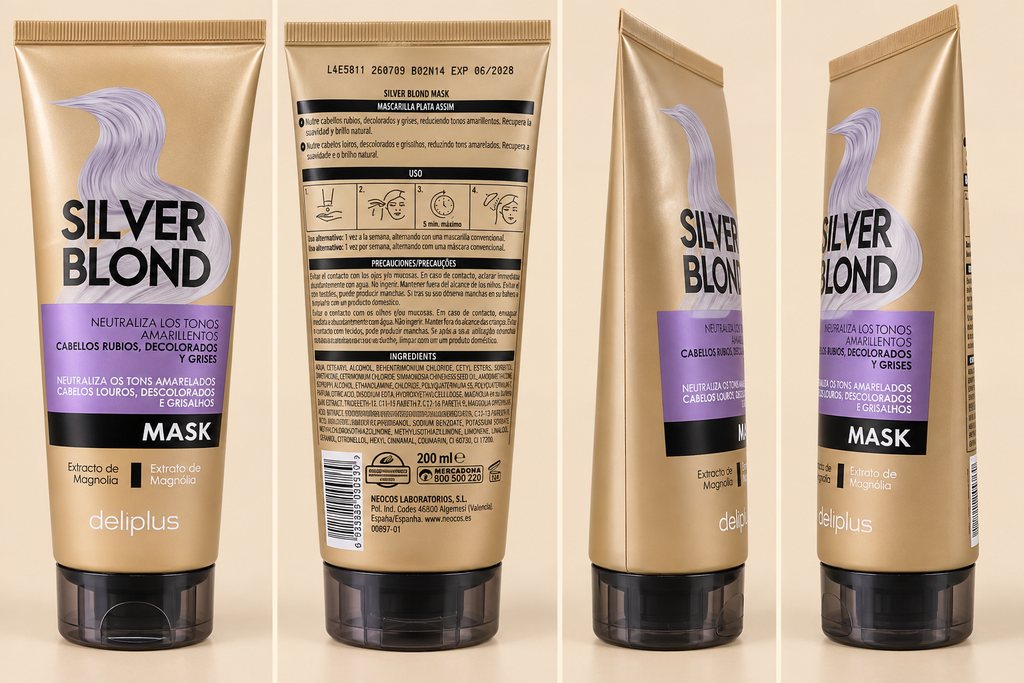 Deliplus Silver Blond Maske – Anti-Gelbstich Haarmaske für blondes, blondiertes & graues Haar | 200 ml
