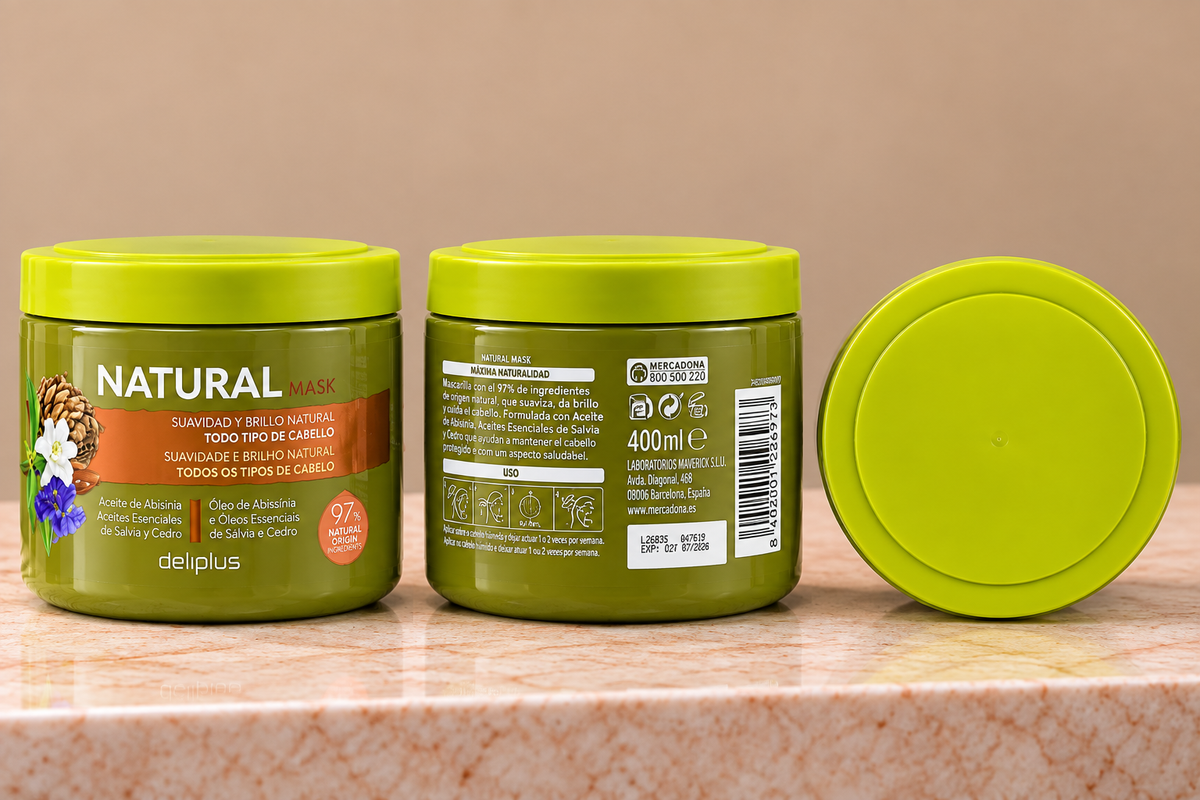 Deliplus Natural Haarmaske – 97 % natürlichen Ursprungs | 400 ml