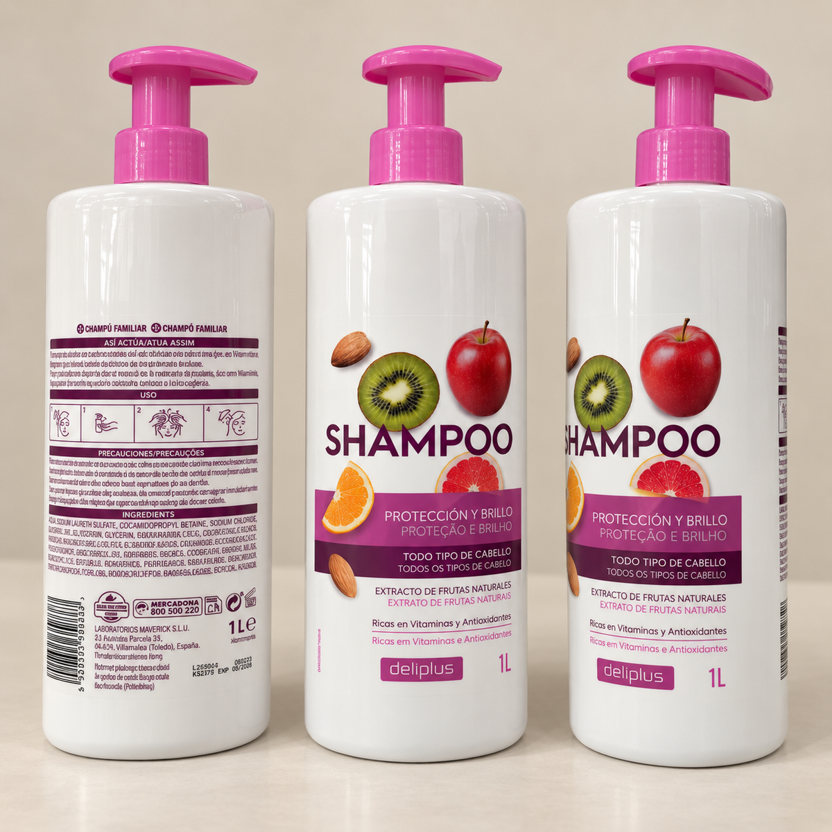 Deliplus Champú Protección y Brillo – Shampoo für alle Haartypen | 1 L