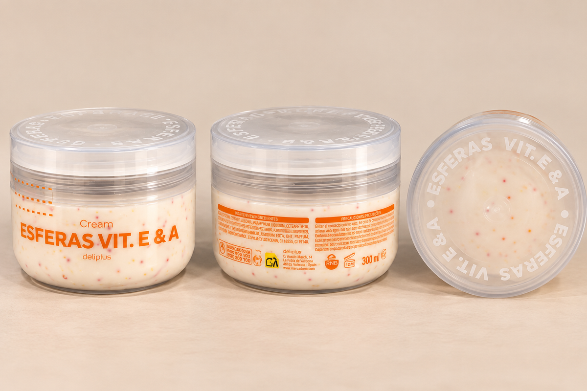Esferas Vit. E & A Körpercreme – 300 ml | Vitamin-E-Perlen & Hyaluronsäure
